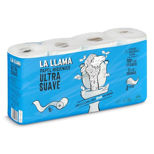 Papel higiénico ultra suave 3 capas La llama bolsa 8 unidades