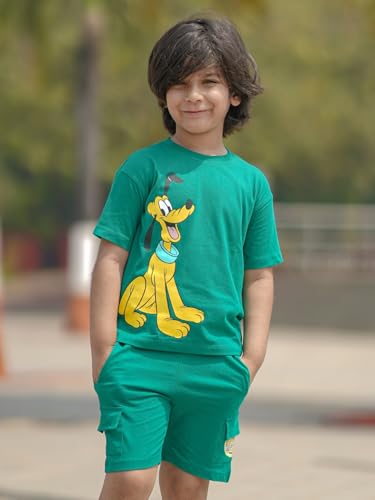 Image of Nap Chief Kids Official Disney Characters Boys & Girls Cotton Co ord Sets, T Shirt and Shorts for Casual Wear