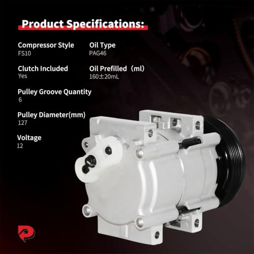 Image of PHOBOOS A /C Compressor with Clutch Compatible with Ford & Mazda & Mercury