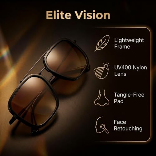 Classic Square Aviator Sunglasses for Women, Tangle Free Shades with Case — view 3
