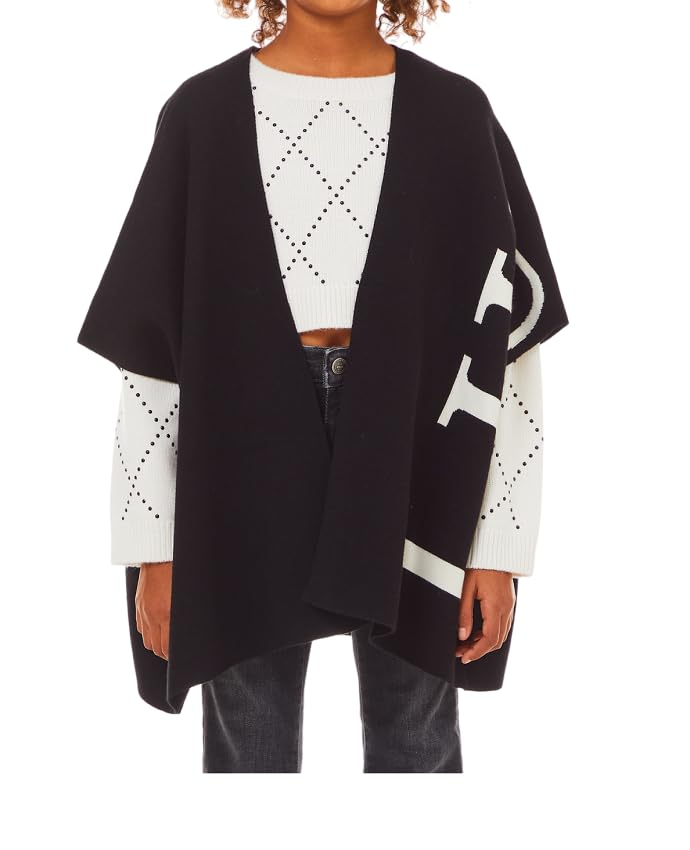 liu jo Poncho para niña Art GF4132 MA12P, Black/Mantequilla, Small