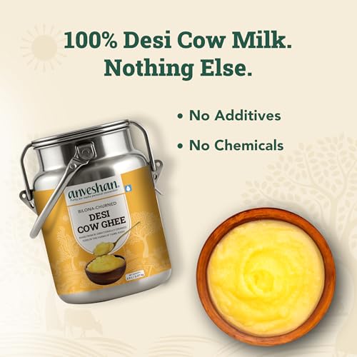 Image of Anveshan A2 Ghee (2.5L Stainless Steel Dolchi) | Traditional Bilona Method | Curd- Churned | Cultured | Pure and Nutural | Lab Tested | Free-grazed, Grass-fed Desi Cows