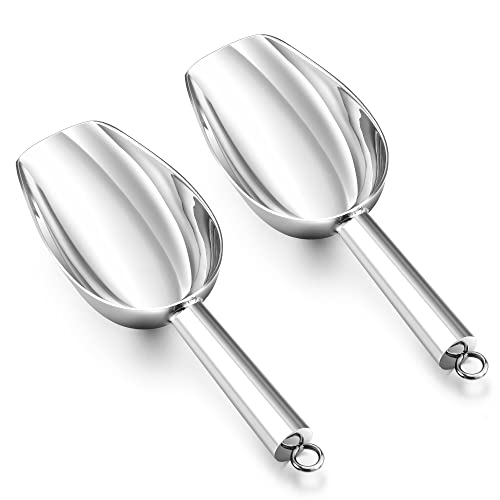 Herogo Lot de 2 pelles à farine en acier inoxydable - Petite pelle à biseau pour farine, café, aliments, bonbons, pelle de remplissage pour cuisine, bar, mariage, buffet, fête, passe au lave-vaisselle Cover