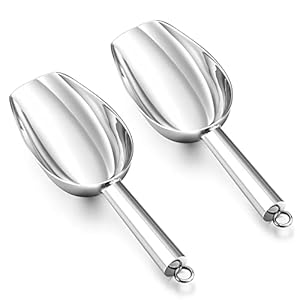 Herogo Mehlschaufel, Edelstahl Eisschaufel 2er-Set, kleine Abwiegeschaufel für Mehl Futter Kaffee Lebensmittel Süßigkeiten, Abfüllschaufel für Küche, Bar, Hochzeit, Buffet, Party, Spülmaschinenfest