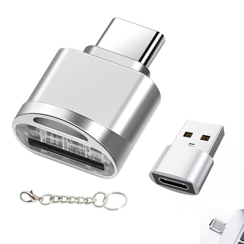 Lecteur de Carte Micro SD, Adaptateur Carte Mémoire USB C OTG, Lecteur TF en Alliage de Zinc avec Adaptateur USB-C vers USB-A, Compatible avec Smartphone...