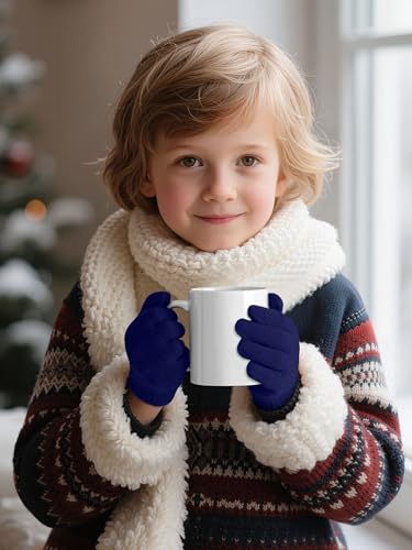 Image of Cooraby 12 Pairs Kid's Winter Magic Gloves Children Stretchy Warm Magic Gloves Boys or Girls Knit Gloves for 6-12 Years