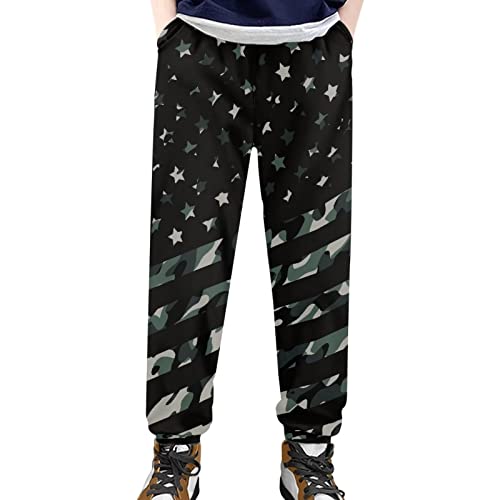Renewold Girls Boys Jogger Pants, American Flag Cool Print Sweatpants, Athletic Sports Pants For Running Outdoor Ball Games, Casual Pants Match For Hoodie Sweatshirts, Kids 4-15 Y #TOP13