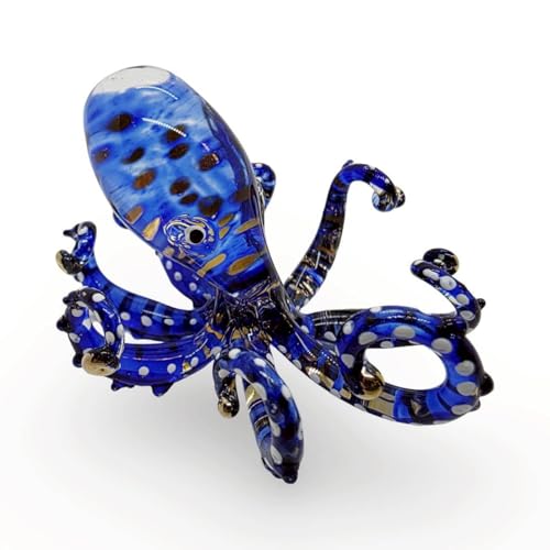 Figura Decorativa de Pulpo en Vidrio Soplado 2.25" Azul Oscuro miniatura 6