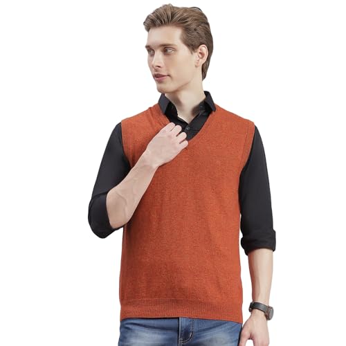 Image of Monte Carlo Off White Solid V Neck Sweater | Warm Woolen Pullover for Men | Soft Comfortable Knitted Winter Wear Sweater for Men's