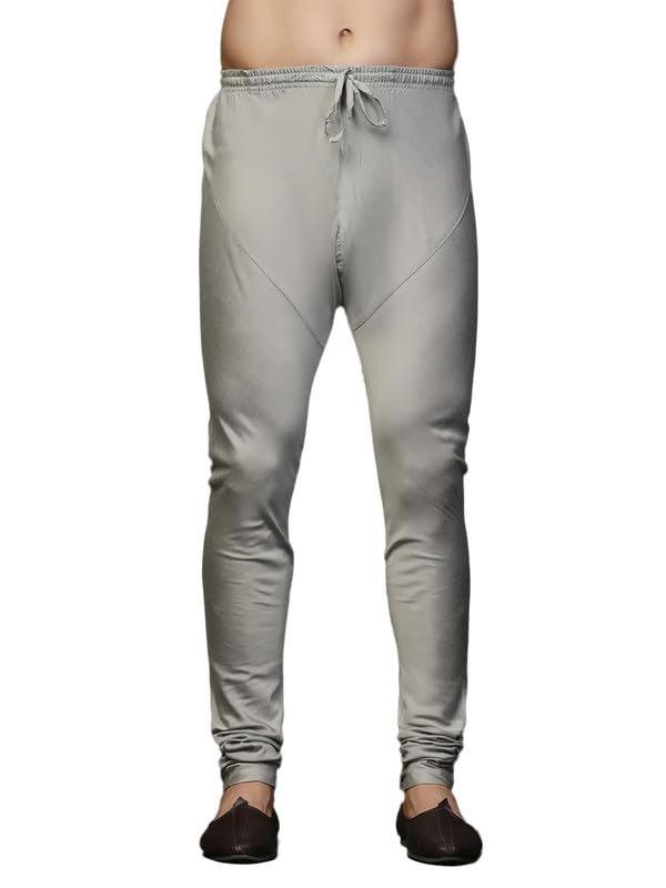 kisah Men's Churidar, Solid Grey Cotton Blend-picture-24