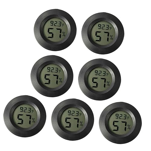 BEBEMOKO 7Pcs Mini Hygrometer Thermometer for Terrarium Digital Humidity and Temperature for Reptile Tanks Compact and Portable Humidity Gauge for Bearded Dragon Accessories