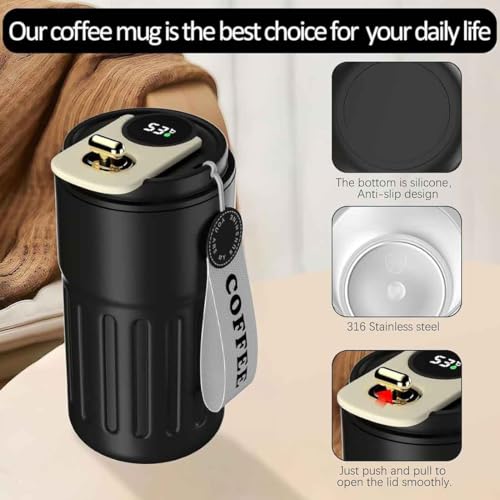 Image of Nutcase Personalized Coffee Tumbler with Temperature Display-Made with 304 Stainless Steel-500ml