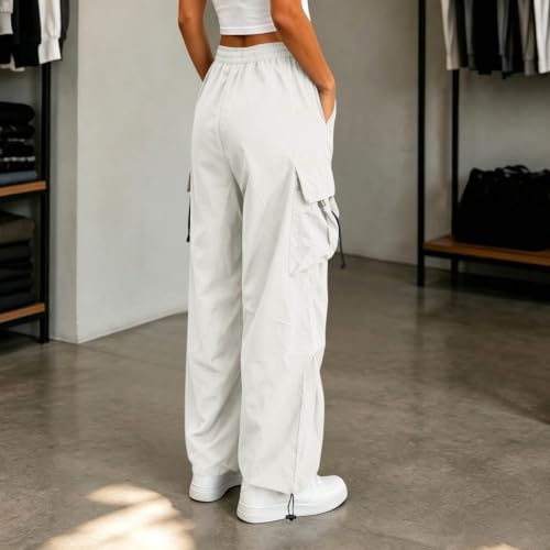 Women's Cargo Pants Drawstring Waist Wide Leg Utility Work Trousers - image 5