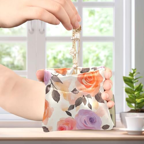Watercolor Color Roses Squeeze Coin Purse, Leather Coin Purse, Mini Wallet, Compact and Portable, Unisex4