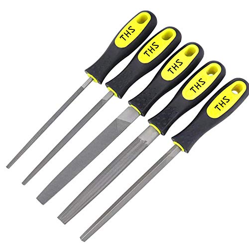 THS High Carbon Steel Metal File Set with Handle - Assorted Rasp Tool Pack of 5