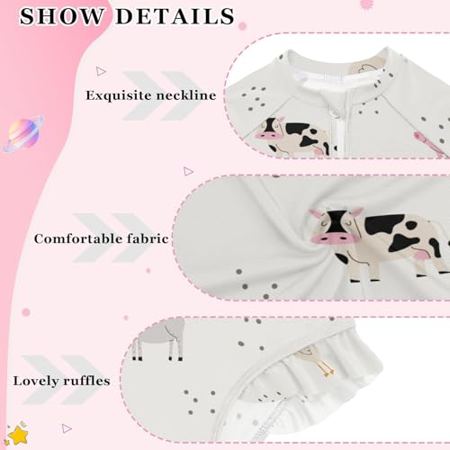 susiyo Farm Animals Girls Long Sleeve One Piece Swimsuits Rash Guard Bathing Suit UPF 50+ Zipper Girl Swimwear4