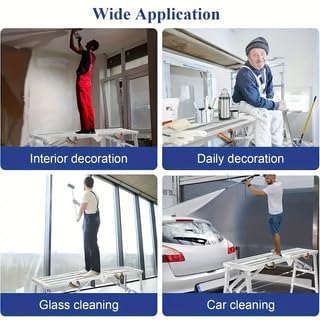 Image of Portable Folding Scaffold Work Platform, Height Adjustable Carbon Steel Step Bench, 400KG Load Capacity, Multifunctional Ladder Stool for Car Washing Painting RV Cleaning (140cm)