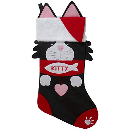 Northlight Embroidered Kitty Cat Christmas Stocking, 19.5