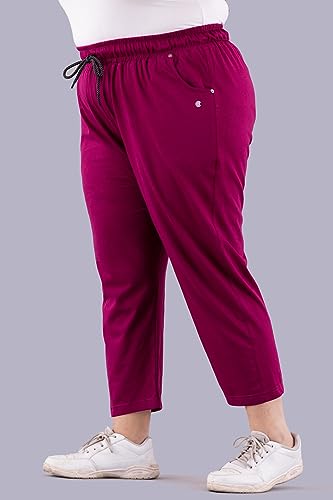 Image of CUPID Woman's Plus Size Plain Cotton Half Pant, 3 /4th Sports n Casual Night Short Pant, Knee Length Indoor n Outdoor Capris for Ladies