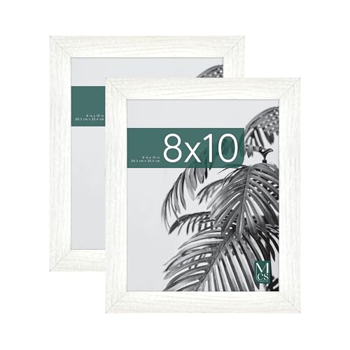 MCS Studio Gallery 8x10 Picture Frame White Woodgrain, Vertical & Horizontal Wall Hanging & Easel for Tapletop Display, Rectangle Photo Frame for Photos, Posters & Art Prints (2-Pack)