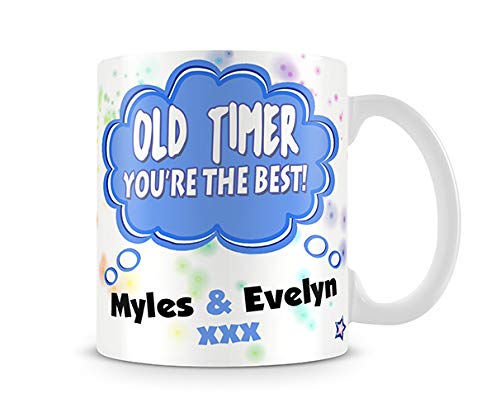 Misaavi Personalised Old Timer You're The Best Love from Child Name 11oz Ceramic Coffee Mug Gift for Birthday Anniversary Valentine Funny Fathers Day.