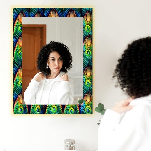 Image of NEVEX 18x24 Inch Smart LED Mirror - Rectangular Glass with UV Print Design, Touch Sensor & 3 Light Modes (Warm White, Cool White & Natural White)