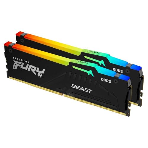 Kingston FURY Beast Nero RGB 16GB (2x8GB) 6000MT/s DDR5 CL30 DIMM Memoria Gaming per Computer Fissi Kit da 2 Intel XMP - KF560C30BBAK2-16