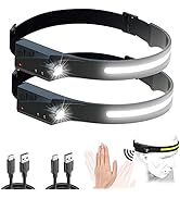 Britebeam Headlamp, 2 PCS Rechargeable LED Headlamp, 230°Bright Beam Headlamp for Adults, 6 Modes...