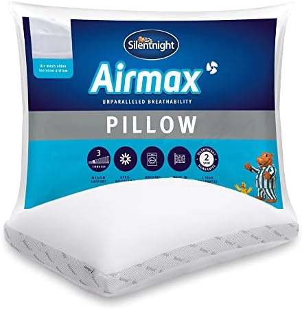 Silentnight Airmax Pillow  Air Mesh Sides Maximising Airflow Preventing Overheating for a Cool Night's Sleep  Machine Washable and Hypoallergenic Bed Pillow