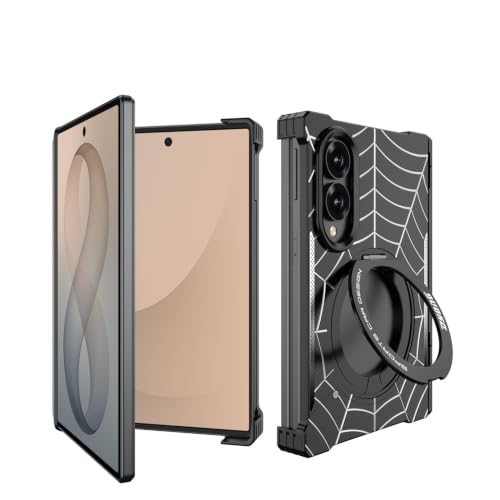 Generic etui kompatybilne z Samsung Galaxy Z Fold 8 Ultra (kolor: srebrny) w pełni metalowa rama zderzak tylny metalowy stojak zawias magnetyczny tył etui z klapką
