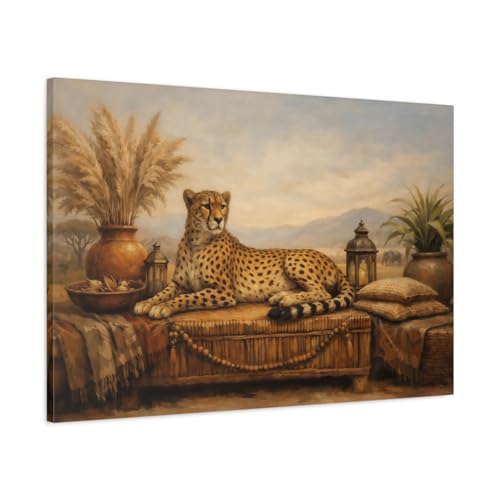 Toile guépard boho 90x60cm pour réveiller la déco d'un salon moderne