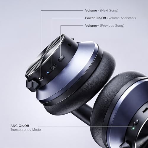 Image of OneOdio Focus A10 - Hybrid Active Noise Cancelling Headphones, Wireless Over-Ear Headphones with 62H Playtime, Fast Charging, Hi-Res Audio, Clear Calls, Bluetooth & Wired Mode for Travel Work (Black)