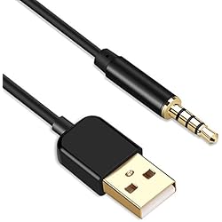 Cargador Usb Jack 3.5 AGPTEK Cable Adaptador Jack 3.5 mm, Cable de Carga USB 2.0 de AUX Macho, 2 En 1 Cable de Transferencia y Carga para Reproductores MP3/Grabadores de Voz, (0.8M) Negro