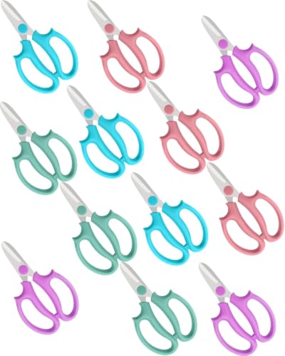 BINCKIN Flower Scissors - Floral Shears for Cutter Fresh Flowers (Multicolored, 12 Pack)