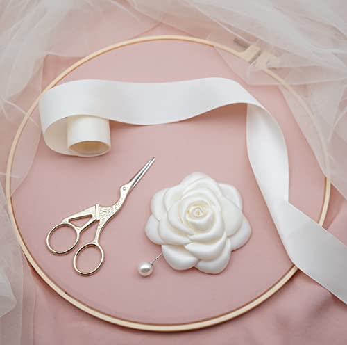 Silk Rose Flower Pin Brooch By Nhando Handmade – Off White Floral Brooch Pin For Women And Men, Handmade Gift With Lovely Box, Gift For Her, Gift For Mom, Bridesmaid Gift, Anniversary Gift #TOP2