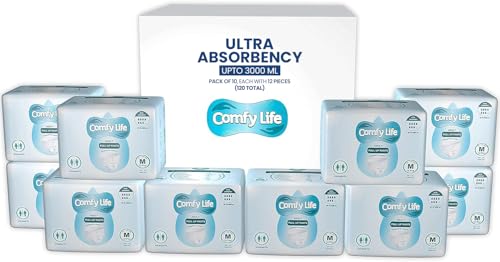 Comfy Life - Pantaloni per pannolini, taglia M, confezione da 10 x12 pezzi (120 pantaloni)