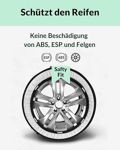 OWEN Schneeketten Textil XS-XXL | EN 16662-1 zertifiziert | EU-zugelassen | Felgenschonend | 3D-Gewebe | Geeignet für ABS/ESP | 2er Set Schneesocken (XL)