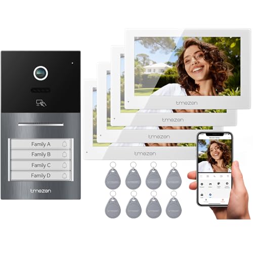 TMEZON Videocitofono Smart 2 Fili Video Citofoni Y70,Quattro schermi e