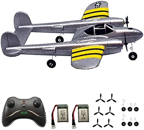 PLRB TOYS RC Plane Remote Control Airplane RTF 2.4GHz Radio Control P38 Lighting Aircraft for Beginner