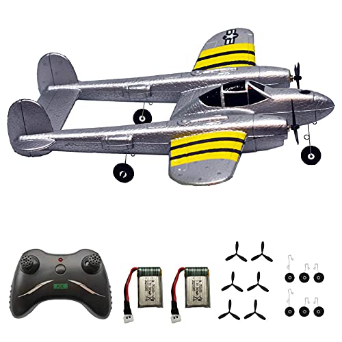 PLRB TOYS RC Plane Remote Control Airplane RTF 2.4GHz 2CH Radio Control P38 Lighting Aircraft for...