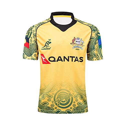 YINTE 2017 Australie Wallabies Rugby Jersey, Jersey Coton Coupe du Monde Graphic T-Shirt Commémoratif De Formation À Séchage Rapide Edition Hommes Manches Courtes T-Shirt L Cover