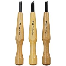 Wazakura 3PCS Bonsai Chisel Kit with Round Gouge, Single Bevel Skewed and V-Parting Tool, Hand Carving Tool Set for Jin Shari Making, Woodworking Knife Pack 3PCS Bonsai Chisel Kit