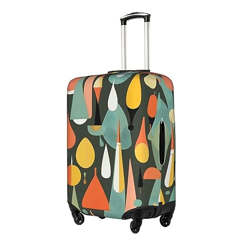 Mid Century Modern Retro With Drop Shapes Print Luggage Cover For Suitcases, Travel Case Protector, Simple & Convenient Installation2
