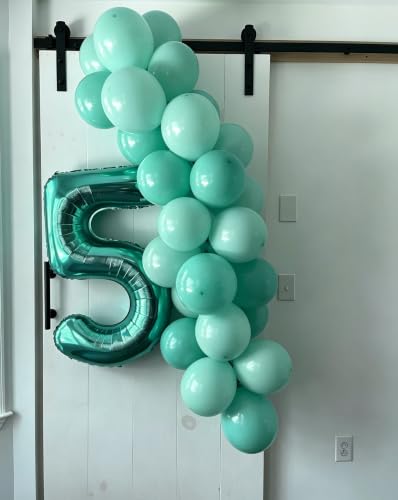 Image of Number Balloons 0 Balloon 40 inch Teal Blue for 10th Birthday Decorations | Saturated Color, Large 40 in, With Inflation Straw & Hanging Hole, Great for Men's Party, Back-To-School Season, Pool Party