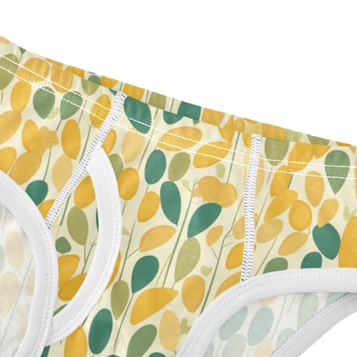 KLL Vintage Grass Green Yellow Pattern Pattern Toddler Boys Comfort Briefs Underwear Breathable Children Undies4
