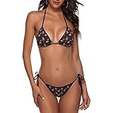 Tropical Cute Flamingos Pineapple Ladies Swimwear Backless Tie Bikini Set Two Piece Women Swimwear