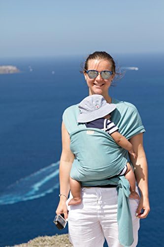 Baby Sling Wrap Premium Carrier Newborn to Toddler | Safety Tested | Nursing Cover | Soft Stretchy Carrier | One Size Fits All | Neutral Colours (Blue)
