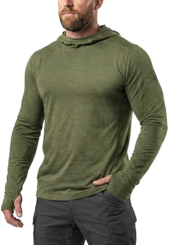 CQR Mens UPF 50+ Sun Protection Long Sleeve Quick Dry Athletic Shirts Stretch Running Workout Hiking T-Shirts Nightfall Ex Soil Green X-Small