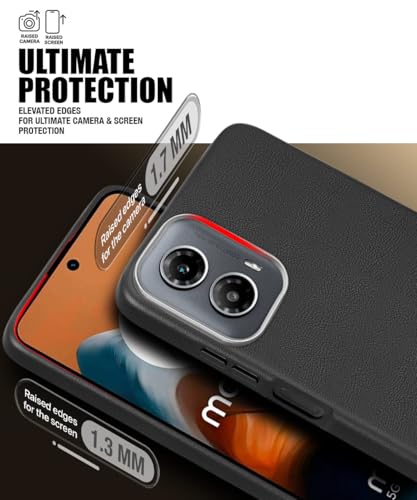 Image of WOW IMAGINE Back Cover for Motorola Moto G34 5G | Moto G45 5G | Ultra Slim Flexible Non-Slip Grip | Inner Fabric | Metal Camera Ring & Lightweight Soft Silicone Mobile Case - Black