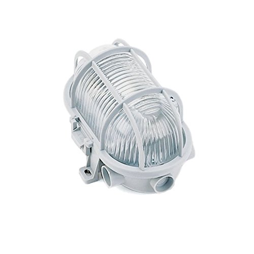 PLAFONIERA TARTARUGA OVALE A MURO BIANCA CON GABBIA IP44 60W ESTERNO